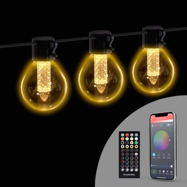 Șir de lumină inteligentă - 100-240V - 25 LED-uri alb cald - 15 m - bluetooth