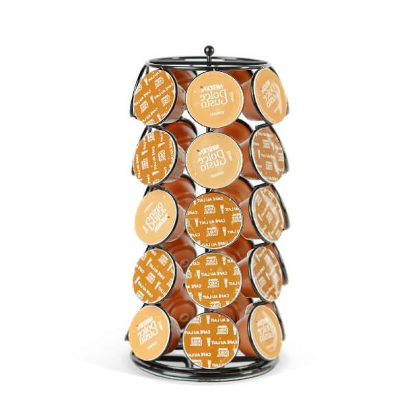 Suport metalic pentru capsule de cafea – 35 capsule Dolce Gusto – 165 x 165 x 320 mm – negru
