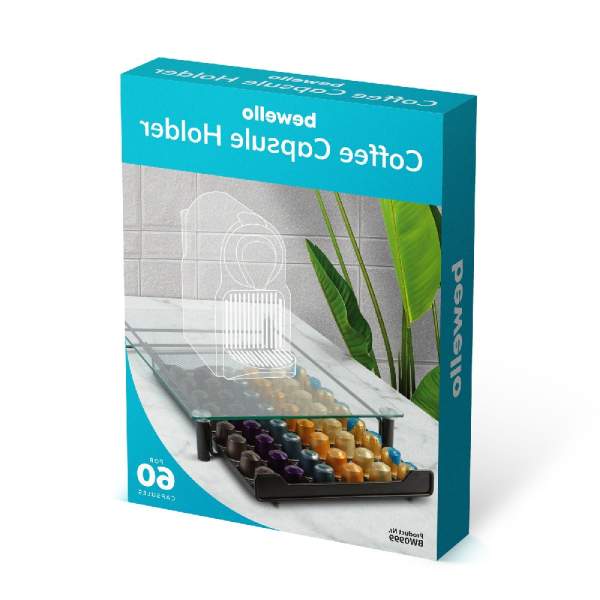 Suport metalic pentru capsule de cafea – 60 capsule Nespresso – 410 x 260 x 60 mm – negru mat