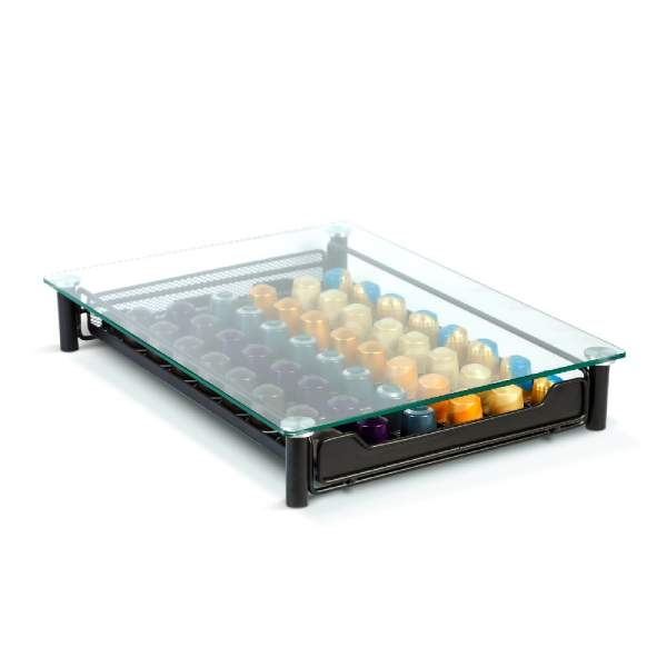 Suport metalic pentru capsule de cafea – 60 capsule Nespresso – 410 x 260 x 60 mm – negru mat