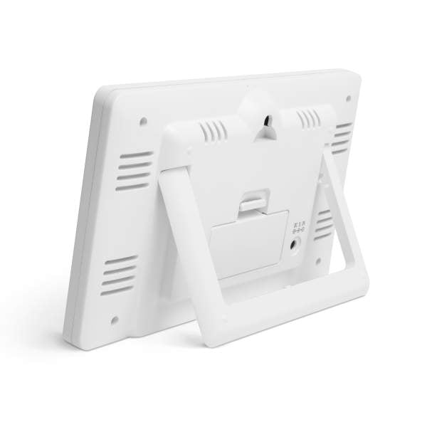 Termometru digital și ceas cu alarmă - exterior / interior - USB, baterie - alb