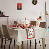 Traversă decorativă de masă – model spiriduș – 183 x 33 cm – roșu/negru – poliester